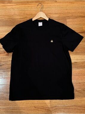 Brooks Brothers Men's Black Crewneck T-Shirt with Small Gold Logo